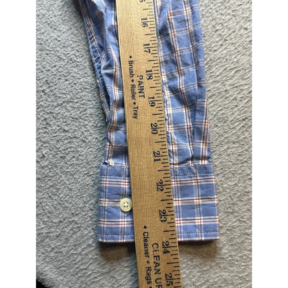 Banana Republic Shirt Mens S Blue Soft Wash Slim Fit Plaid Long Sleeve Button Up